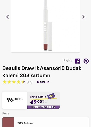 Beaulis Draw It Asansörlü Dudak Kalemi 203 Autumn