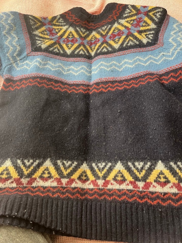 Bohem Çok Renkli Kapüşonlu Midi Triko Kazak - Görsel 2