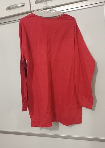 Diğer Kırmızı Oxford Baskılı Sweatshirt Tunik