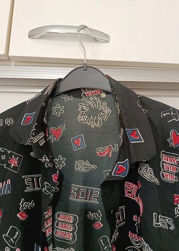 H&M Siyah Pop art Baskılı Uzun Kollu Kadın Gömlek