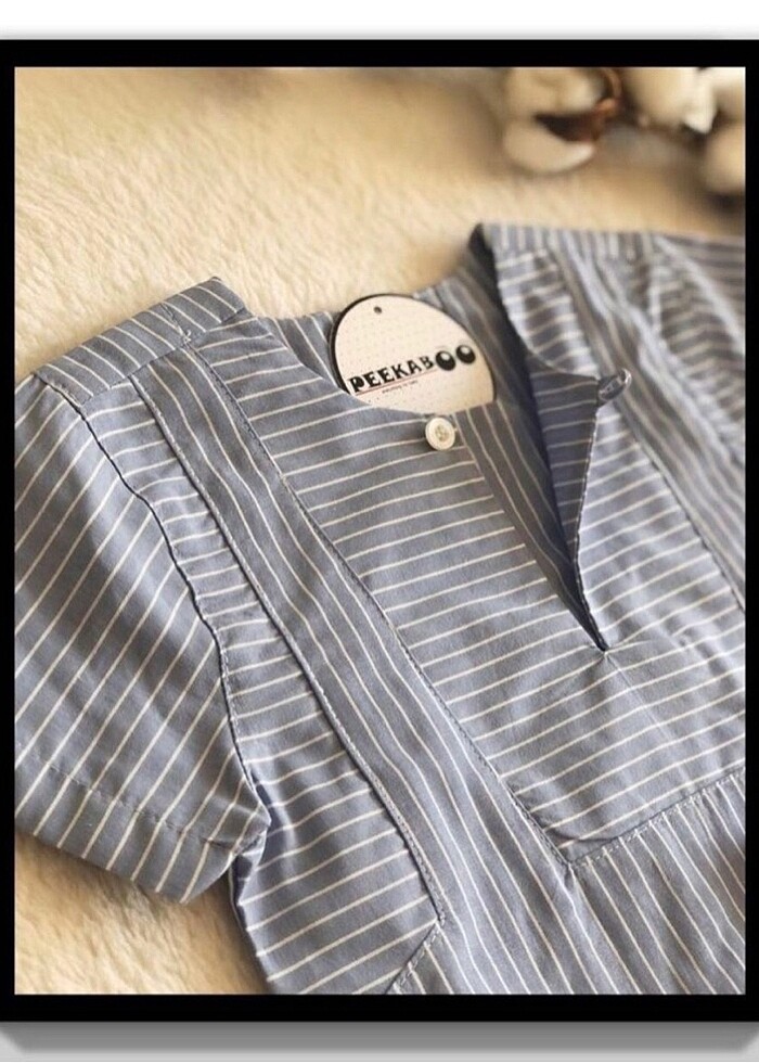 Çizgili Mavi Gömlek ve Şort Takımı (3-4 Yaş) - Görsel 5