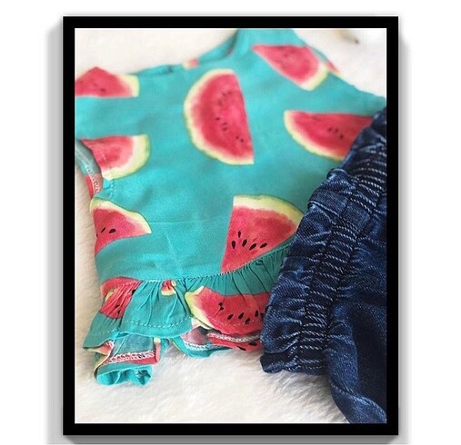 Karpuz Desenli Kot Şortlu 2?li Takım (6-9 Ay) - Görsel 5