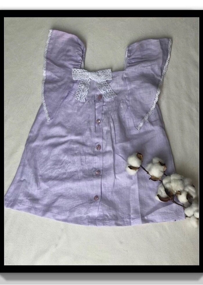 Keten Lila Elbise (2-3 Yaş) - Görsel 2