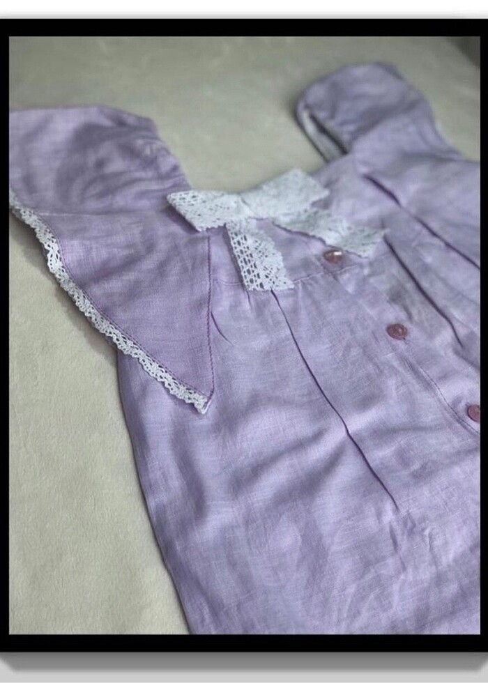 Keten Lila Elbise (2-3 Yaş) - Görsel 3