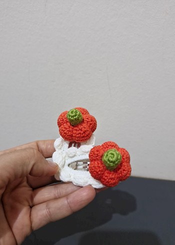 Renkli Örgü Kabak Figürlü Çocuk Toka Seti - Görsel 2