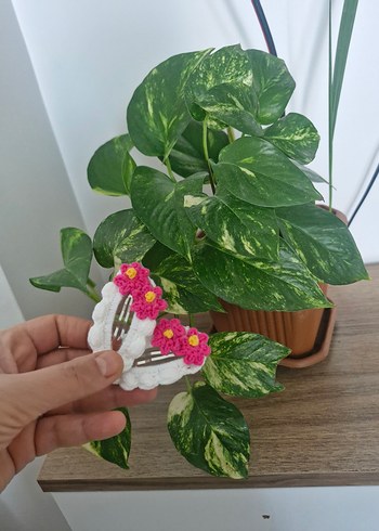 Dantelli Pembe Çiçekli Bohem Çocuk Toka Seti - Görsel 4