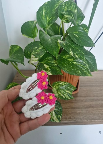 Dantelli Pembe Çiçekli Bohem Çocuk Toka Seti - Görsel 3