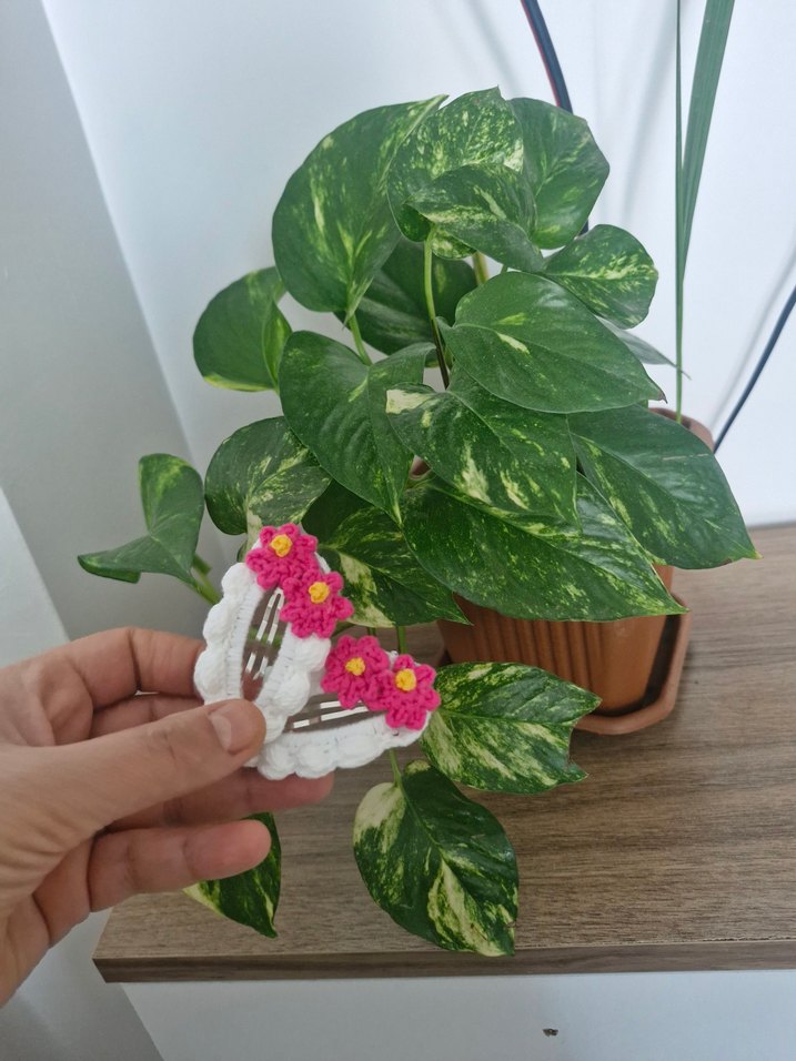 Dantelli Pembe Çiçekli Bohem Çocuk Toka Seti - Görsel 4