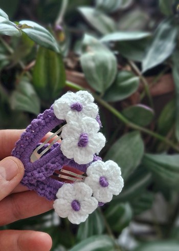 Mor Dantelli Çiçekli Bebek Toka Seti - Görsel 2