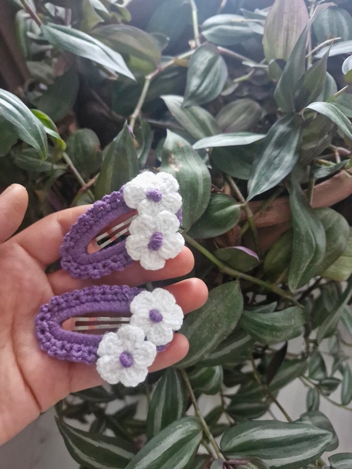 Mor Dantelli Çiçekli Bebek Toka Seti - Görsel 4