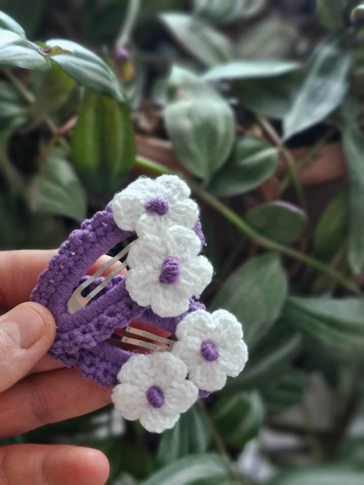 Mor Dantelli Çiçekli Bebek Toka Seti - Görsel 2