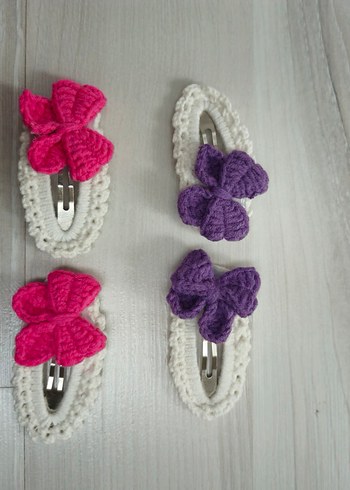 Bohem Tarzda Mor ve Pembe Fiyonk Tokalar - Görsel 2