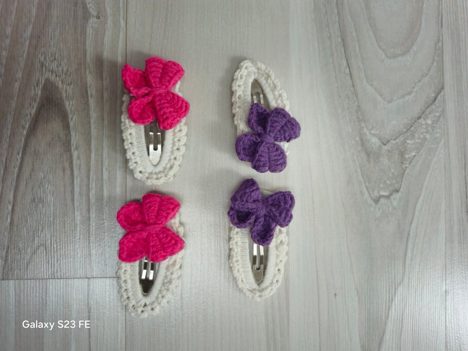 Bohem Tarzda Mor ve Pembe Fiyonk Tokalar - Görsel 2