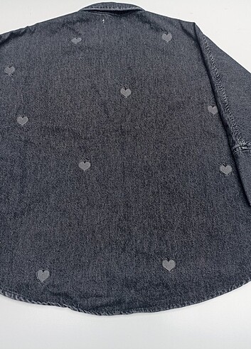 Only ?? nakışlı Oversize denim gömlek