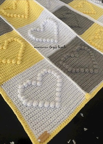 Nakışlı Çok Renkli Örgü Çocuk Battaniyesi - Görsel 2