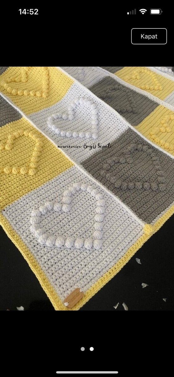 Nakışlı Çok Renkli Örgü Çocuk Battaniyesi - Görsel 2