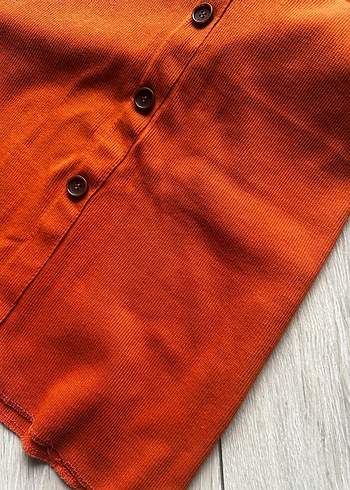 Kahverengi Düğmeli Uzun Askısız Triko Elbise - Görsel 2