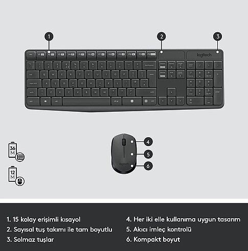 Logitech Kablosuz klavye ve mouse logitech