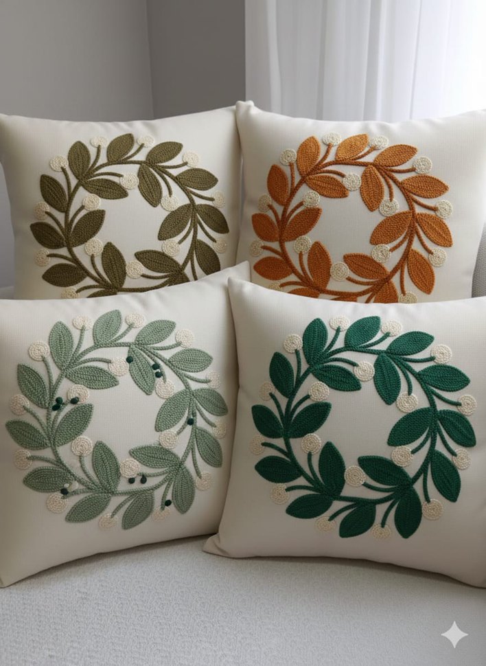 Bej Nakışlı Bohem Dekoratif Yastık - Görsel 4