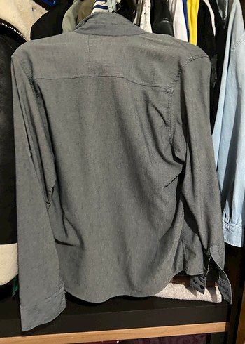 Gri Uzun Kollu Düğmeli Erkek Gömlek - Görsel 5