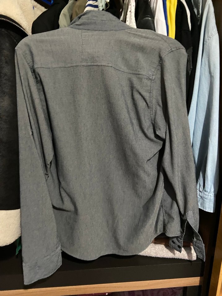 Gri Uzun Kollu Düğmeli Erkek Gömlek - Görsel 5