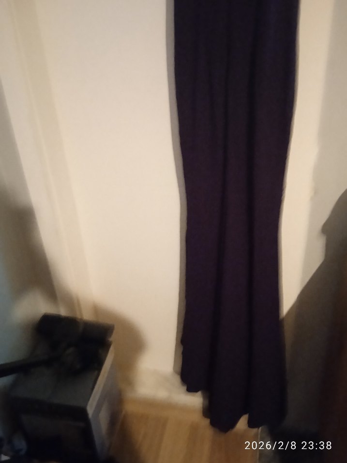 Mor Kemerli Uzun Abiye Elbise - Görsel 3