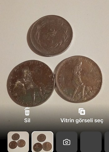 Eski Ve Kullanilmis 3 Parca Metal Madeni Para Seti