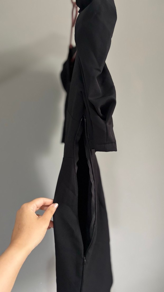 Siyah Goth Mezuniyet Elbisesi Midi Boy - Görsel 4