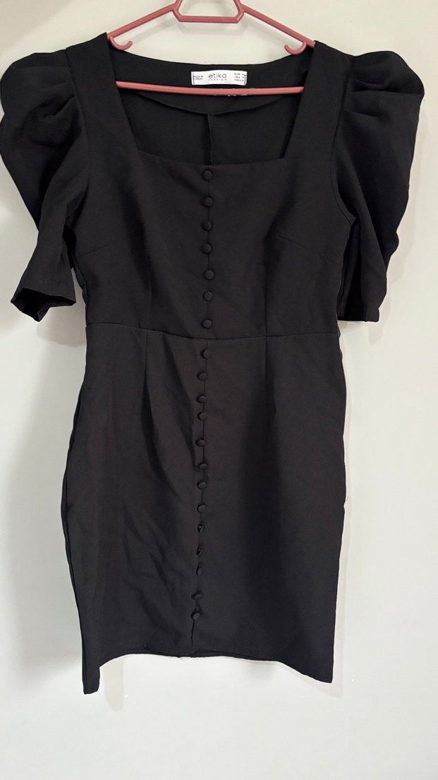 Siyah Goth Mezuniyet Elbisesi Midi Boy - Görsel 3