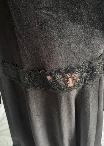 Dantel Detaylı Siyah Midi Goth Elbise - Görsel 6