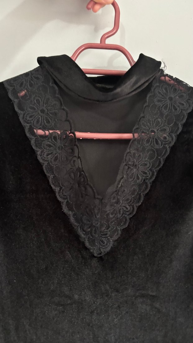 Dantel Detaylı Siyah Midi Goth Elbise - Görsel 5