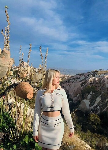s Beden beyaz Renk Etek crop takım
