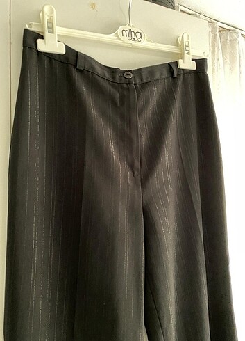 siyah ışıltı detaylı kumaş pantolon 