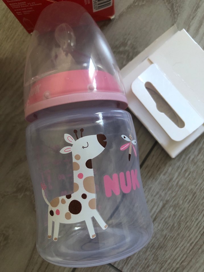 Pembe Bebek Biberonu ve Emzik Seti nuk marka ve ahşap bebek trğı - Görsel 4