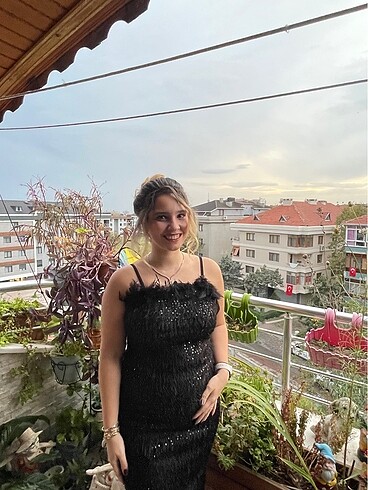 diğer Beden Siyah otrişli elbise