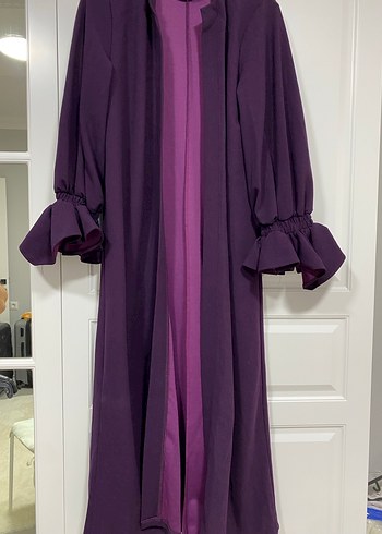 Mor Uzun Kollu Kadın Modern Klasik Uzun Elbise - Görsel 2