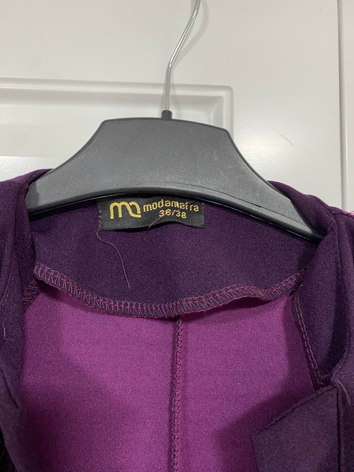 Mor Uzun Kollu Kadın Modern Klasik Uzun Elbise - Görsel 3