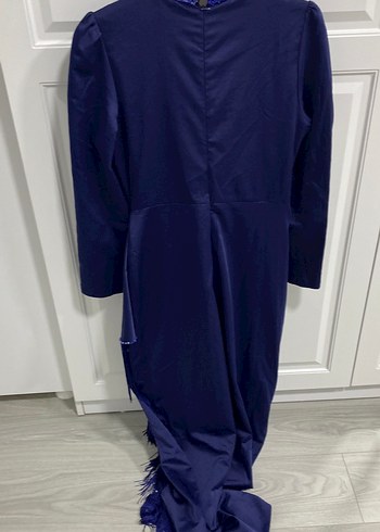 Lacivert Drapeli Uzun Kadın Abiye Elbise - Görsel 12