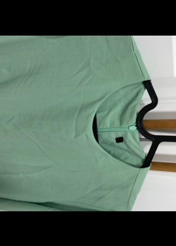 Uzun Kollu Yeşil Keten Tunik - Görsel 4