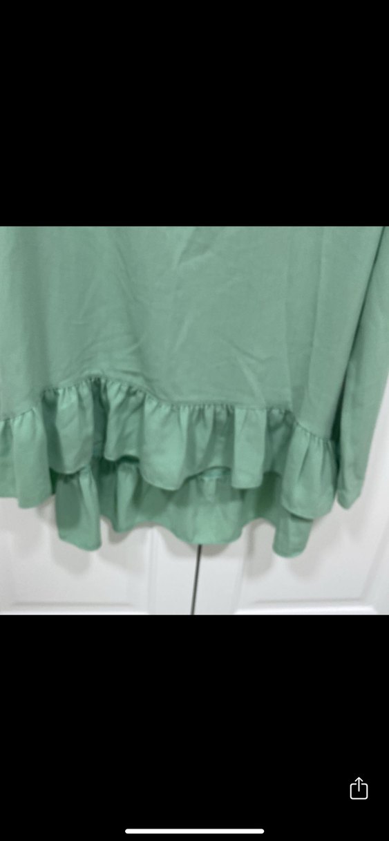 Uzun Kollu Yeşil Keten Tunik - Görsel 5