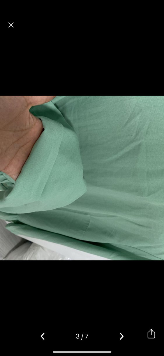 Uzun Kollu Yeşil Keten Tunik - Görsel 2