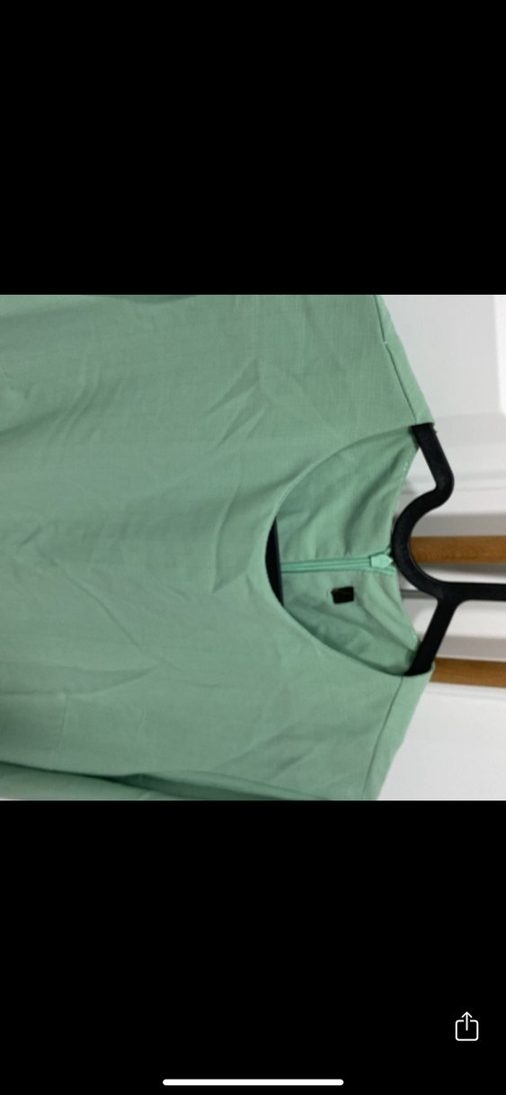 Uzun Kollu Yeşil Keten Tunik - Görsel 4