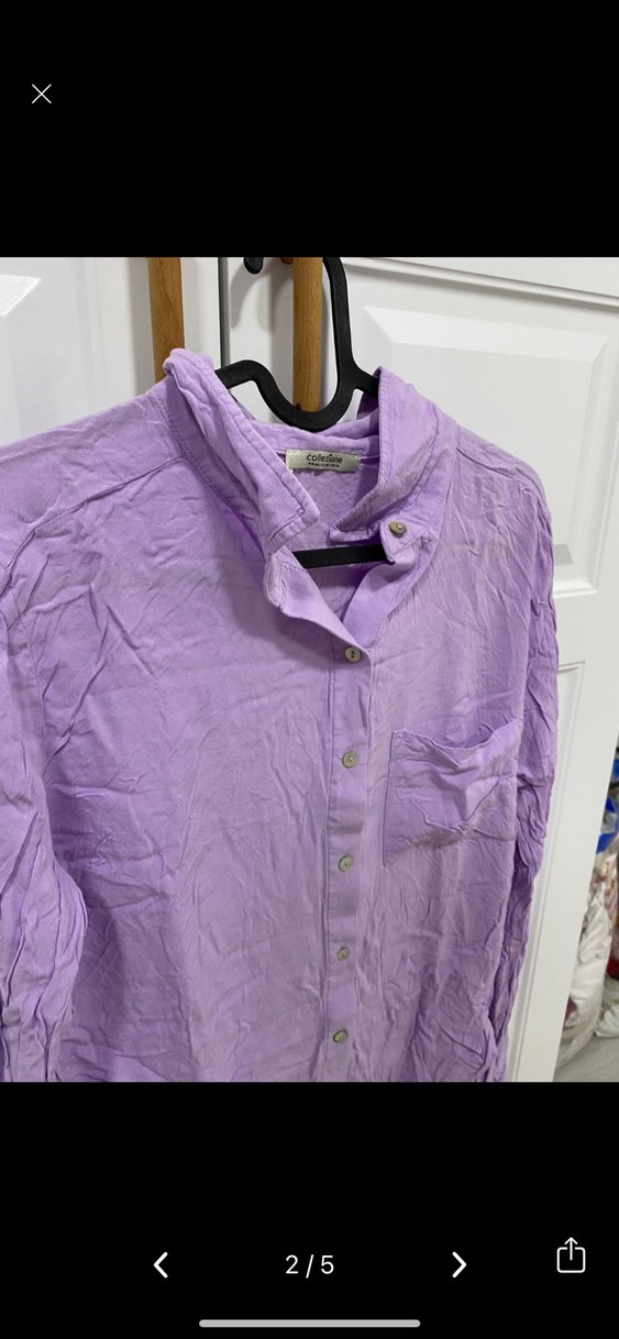 Mor Keten Düğmeli Uzun Kollu Gömlek - Görsel 3