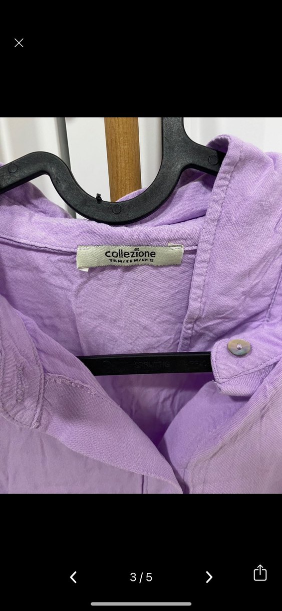 Mor Keten Düğmeli Uzun Kollu Gömlek - Görsel 2