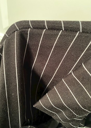 Çizgili Siyah Kadın Keten Gömlek - Görsel 7