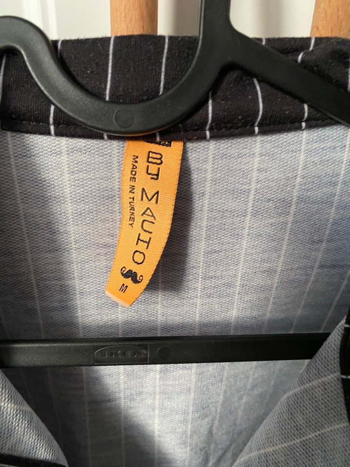 Çizgili Siyah Kadın Keten Gömlek - Görsel 4