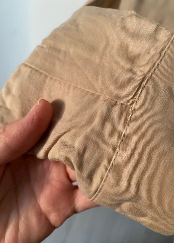 Bej Keten Mini Düğmeli Kadın Ceket - Görsel 7