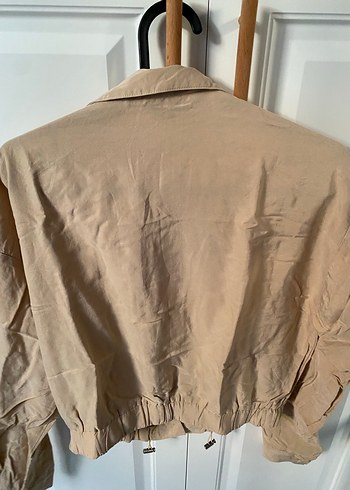 Bej Keten Mini Düğmeli Kadın Ceket - Görsel 12