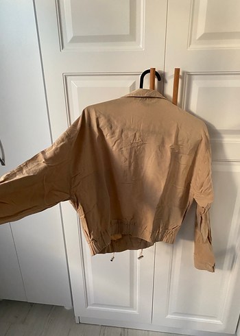 Bej Keten Mini Düğmeli Kadın Ceket - Görsel 10