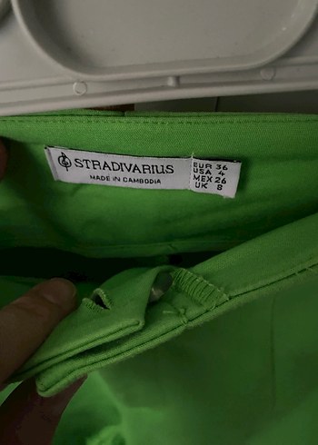 Kadın Parlak Yeşil Midi Kumaş Pantolon - Görsel 6